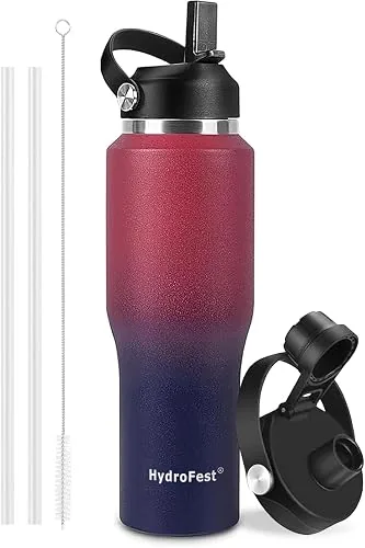 hydrofest 32oz insulated water bottle with straw blue